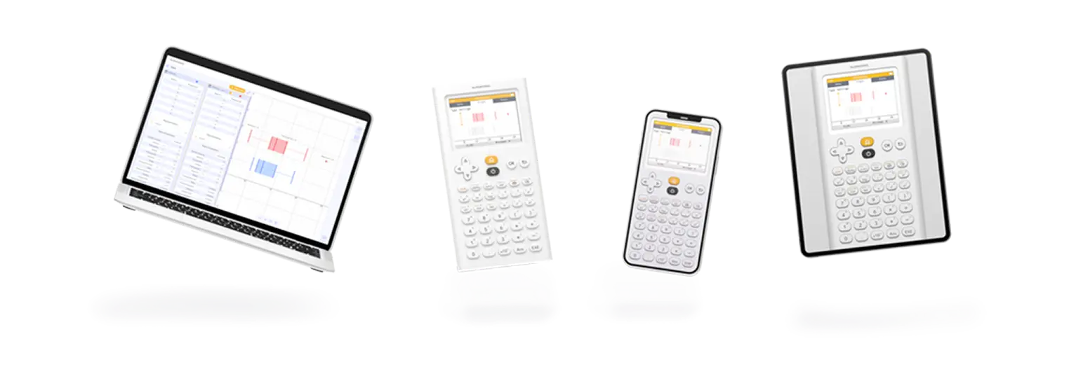 Multiple devices showing the calculator on them